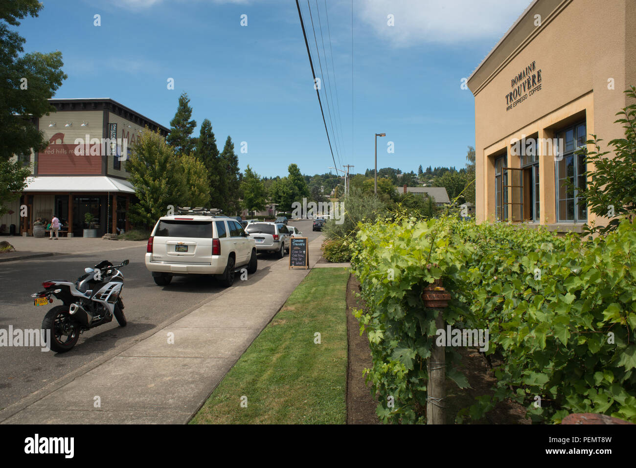DUNDEE OREGON, AUGUST 15 2017, A winery tasting room with grape vines