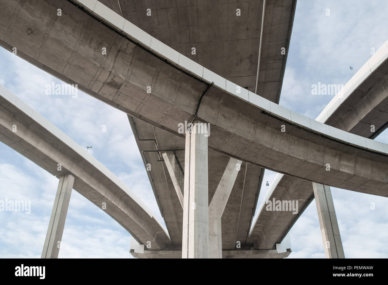 Elevated expressway. Clip. The curve of suspension bridge. Aerial view. Top  view. Background scenic road Stock Photo - Alamy