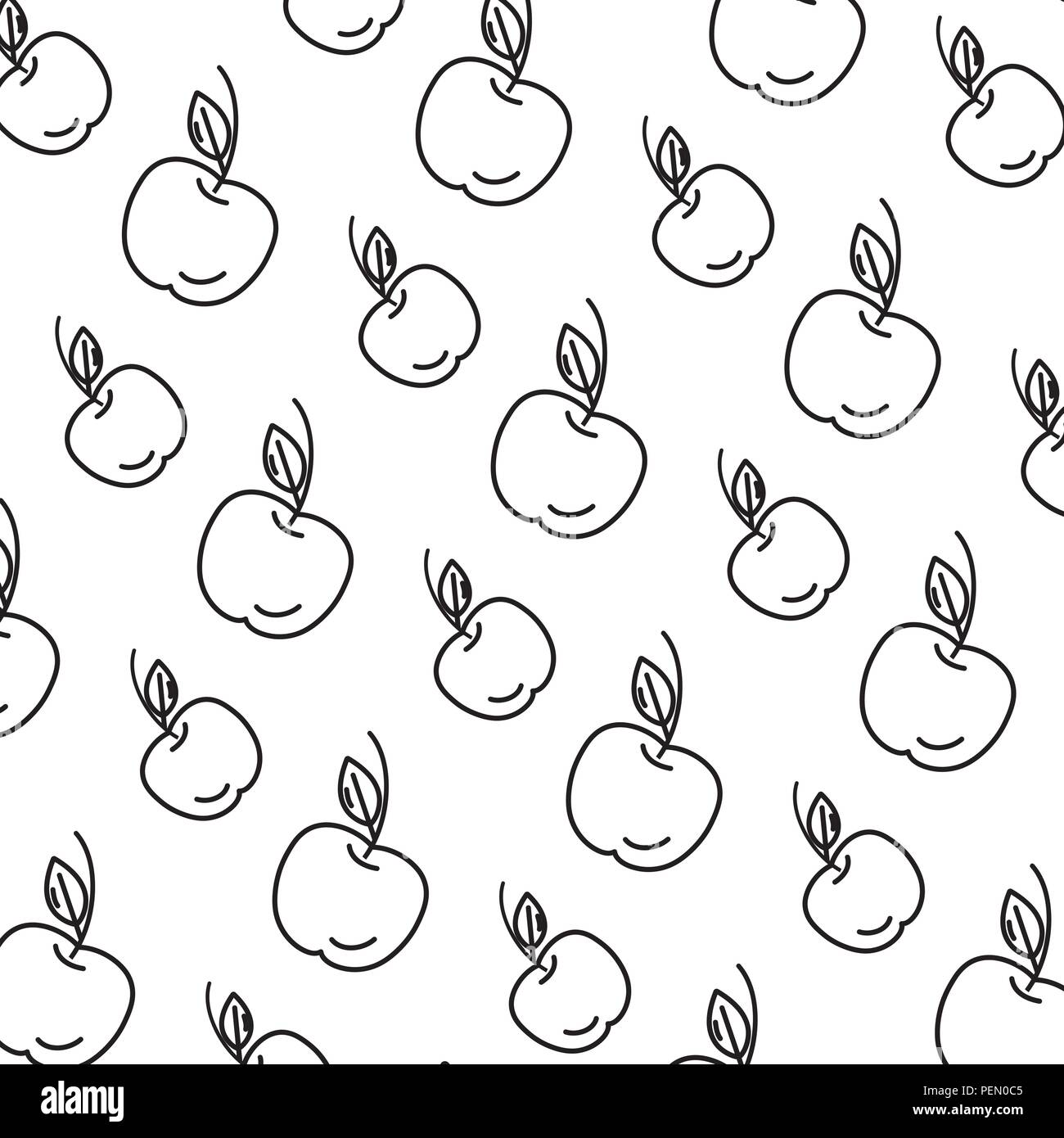 line delicious apple fresh fruit background Stock Vector Image & Art ...