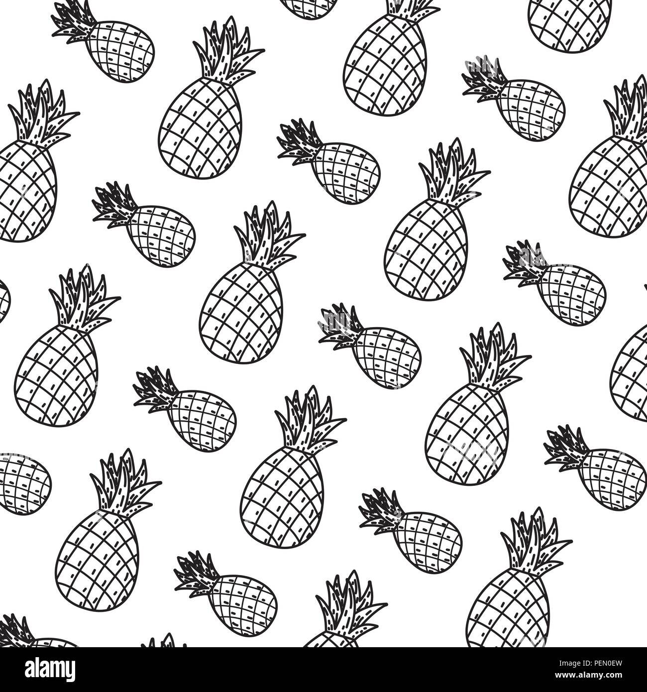 line delicious pineapple fresh fruit background Stock Vector Image ...