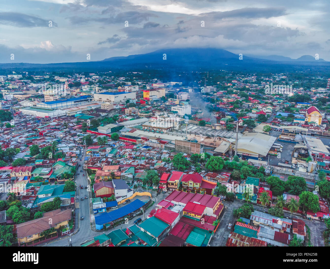 Afternoon aerial view at the outskirts of downtown San Pablo City Stock Photo
