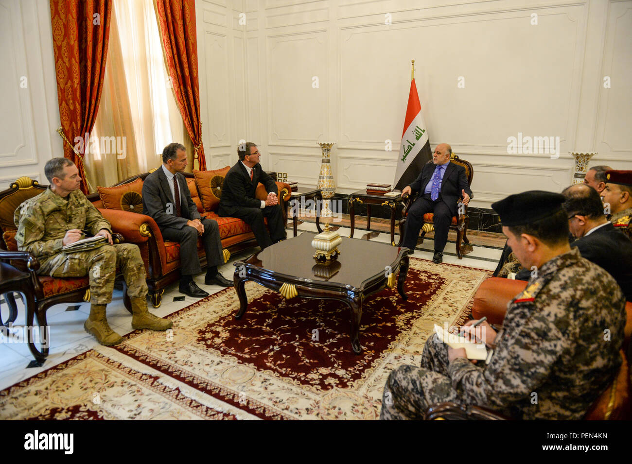 Secretary of Defense Ash Carter meet with the Prime Minister of Iraq ...