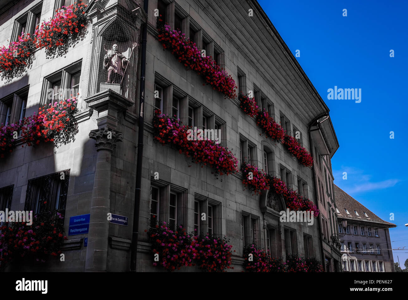 Landscape view of a traditional building from the GrandRue street of