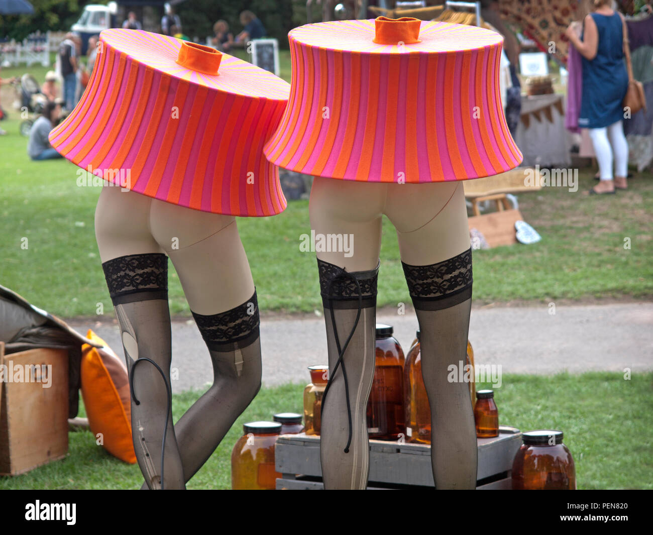 Light shades upon the legs of mannequins at Firle Vintage Fair Stock Photo