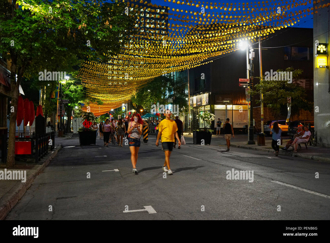 Montreal,Canada,15 August 2018.People walking along  Montreal's gay village.Credit:Mario Beauregard/Alamy Live News Stock Photo