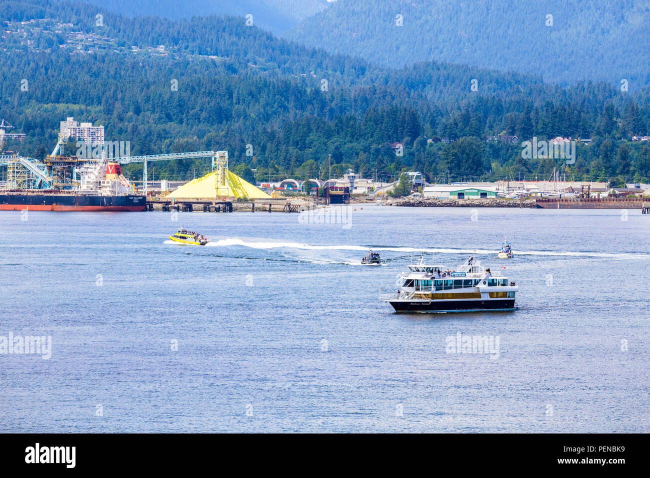 A busy Saturday afternoon in the harbour at Vancouver, British Columbia, Canada Stock Photo