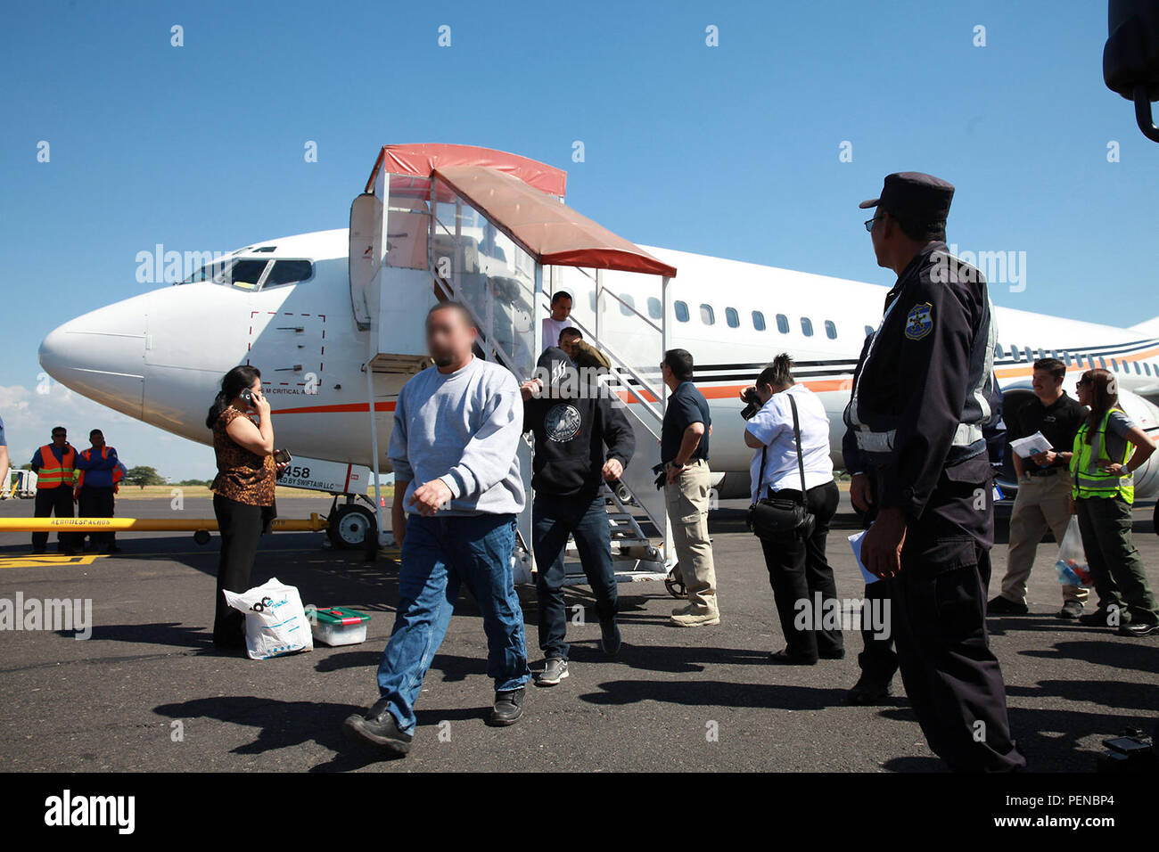 ICE Repatriation Flight to El Salvador, Jan. 7, 2016. Stock Photo