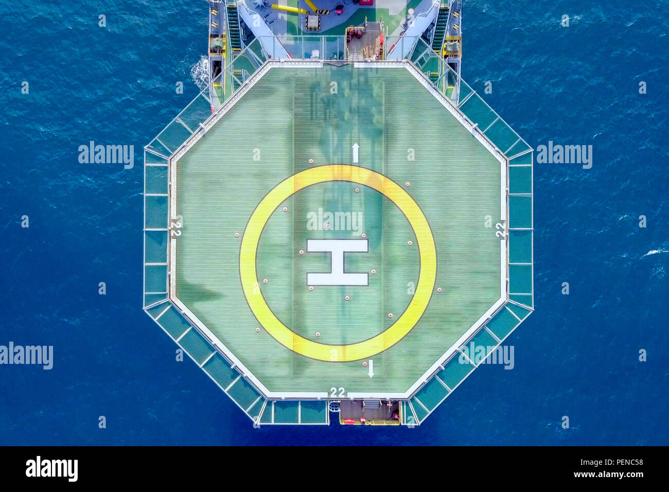 Aerial image of a Medium size Offshore supply ship Stock Photo