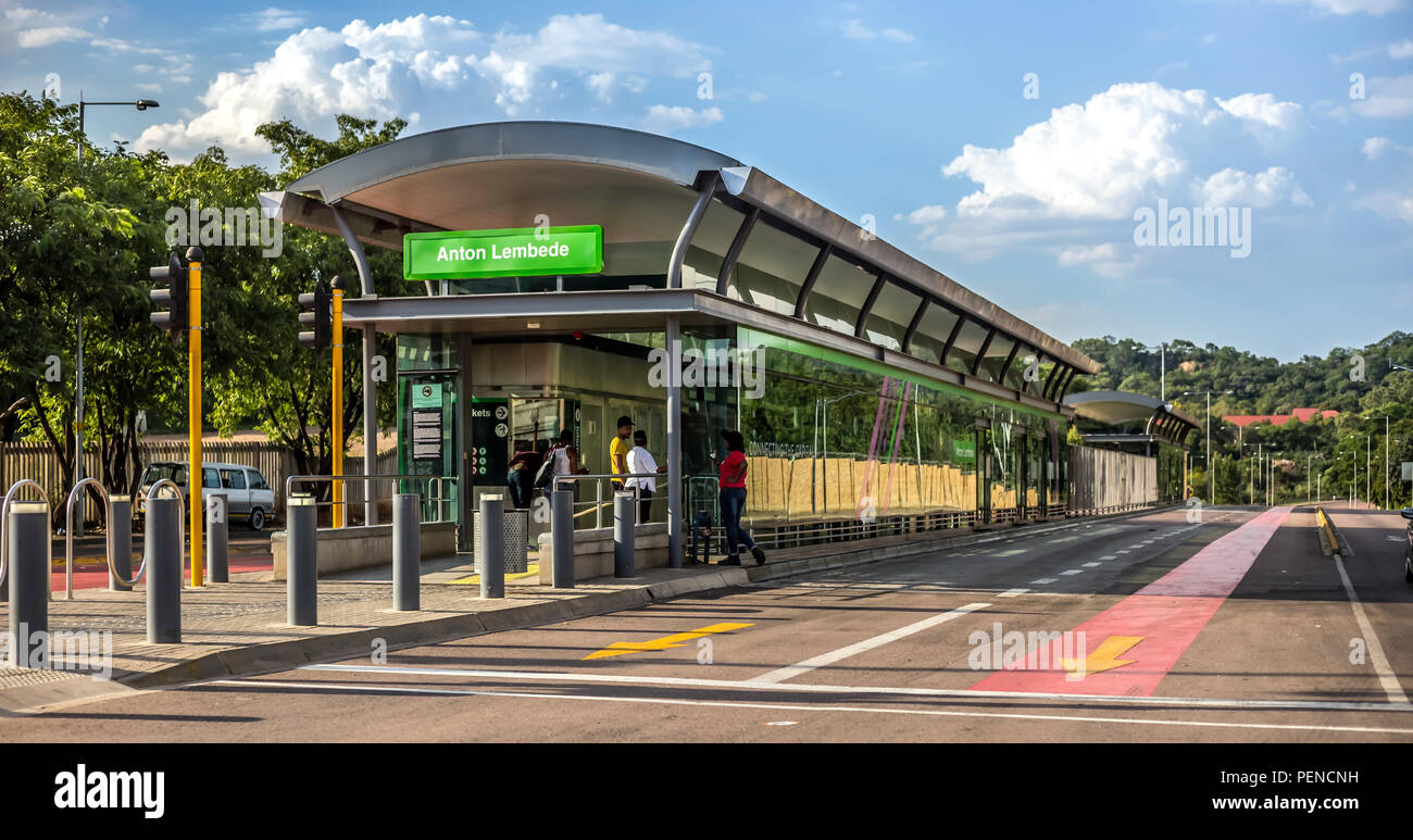 Pretoria, South Africa - 5 January, 2018: Bus station which is a link to rail network. Stock Photo