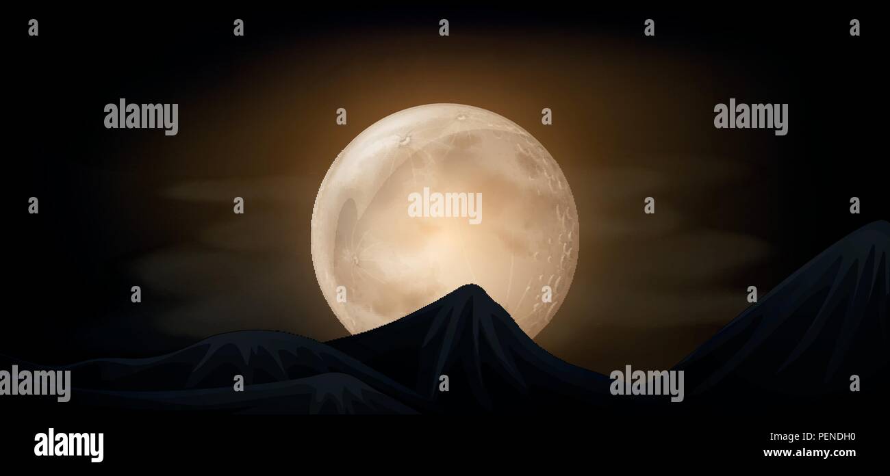 A full moon in dark night illustration Stock Vector Image & Art - Alamy