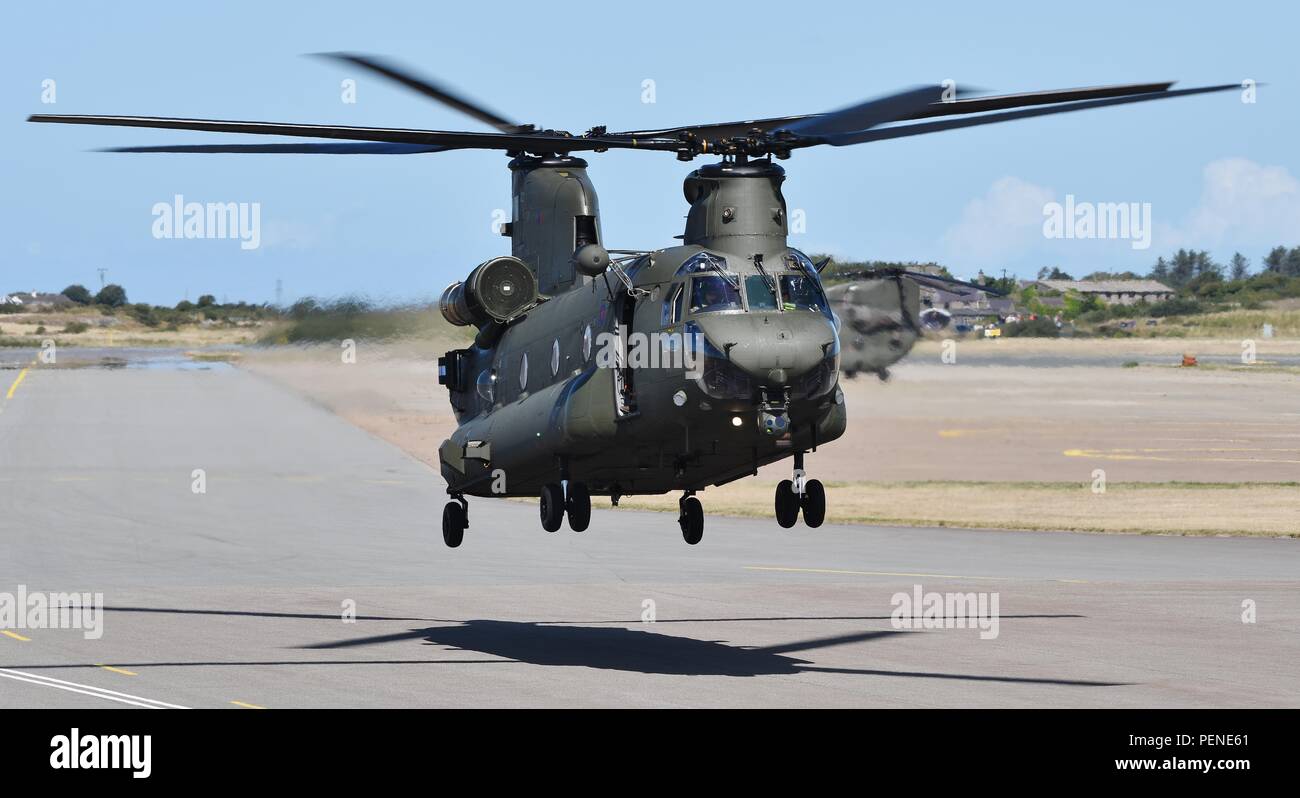 Chinook HC6 Helicopters at RAF Valley August 2018 Stock Photo