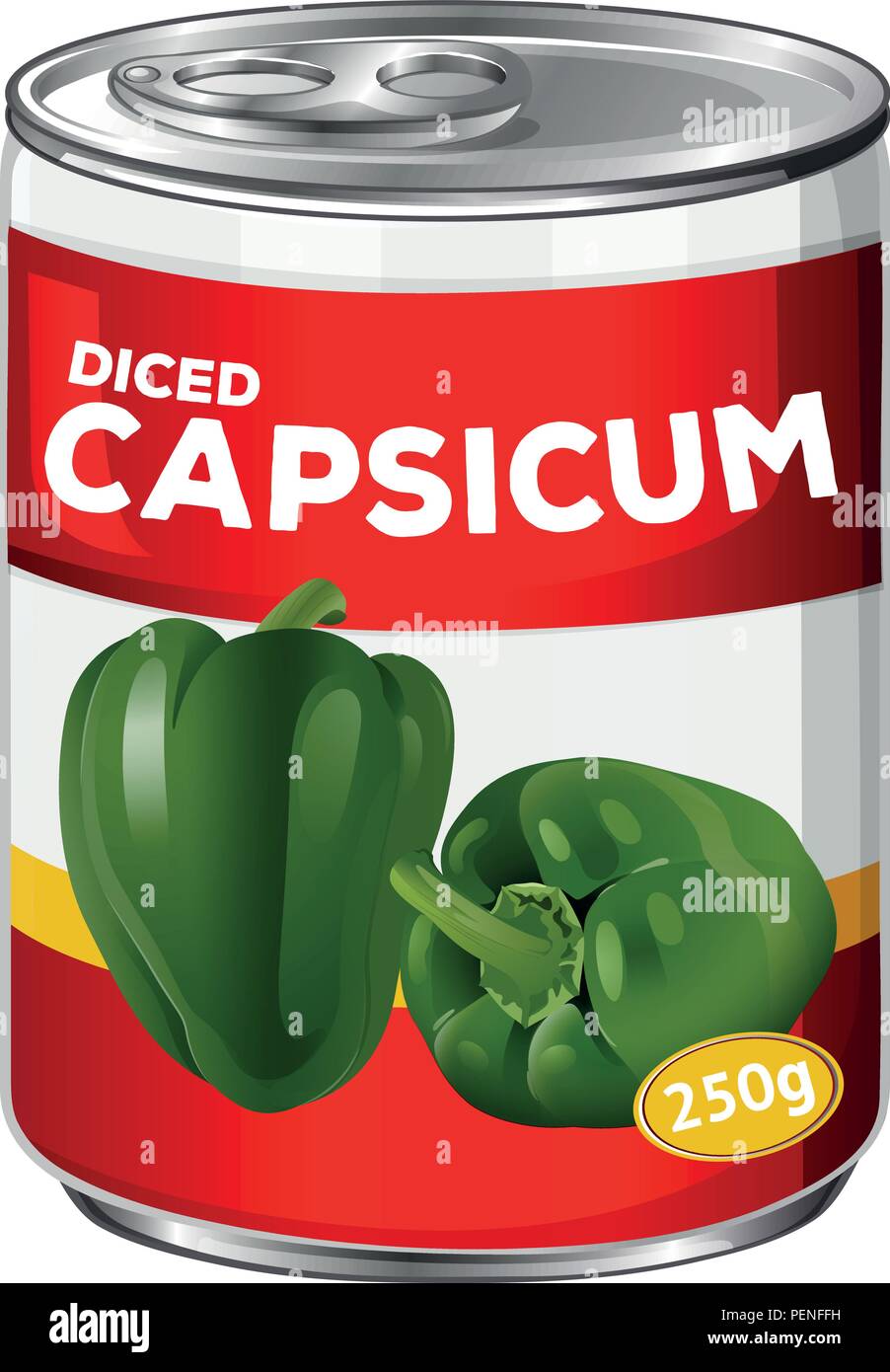 Can of diced capsicum illustration Stock Vector