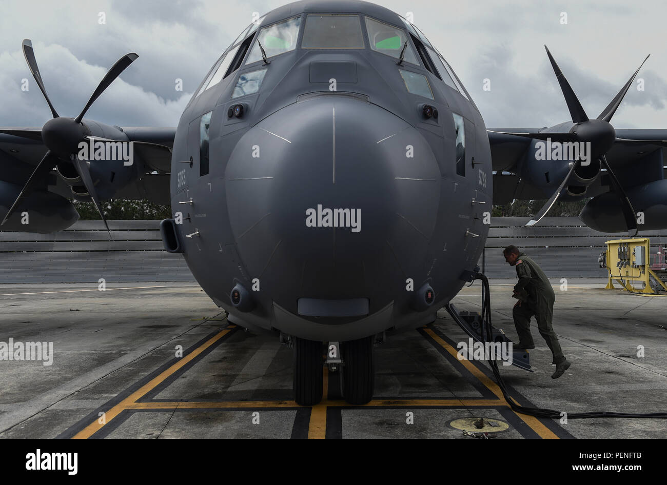 Col. Sean Farrell, commander of the 1st Special Operations Wing, boards ...