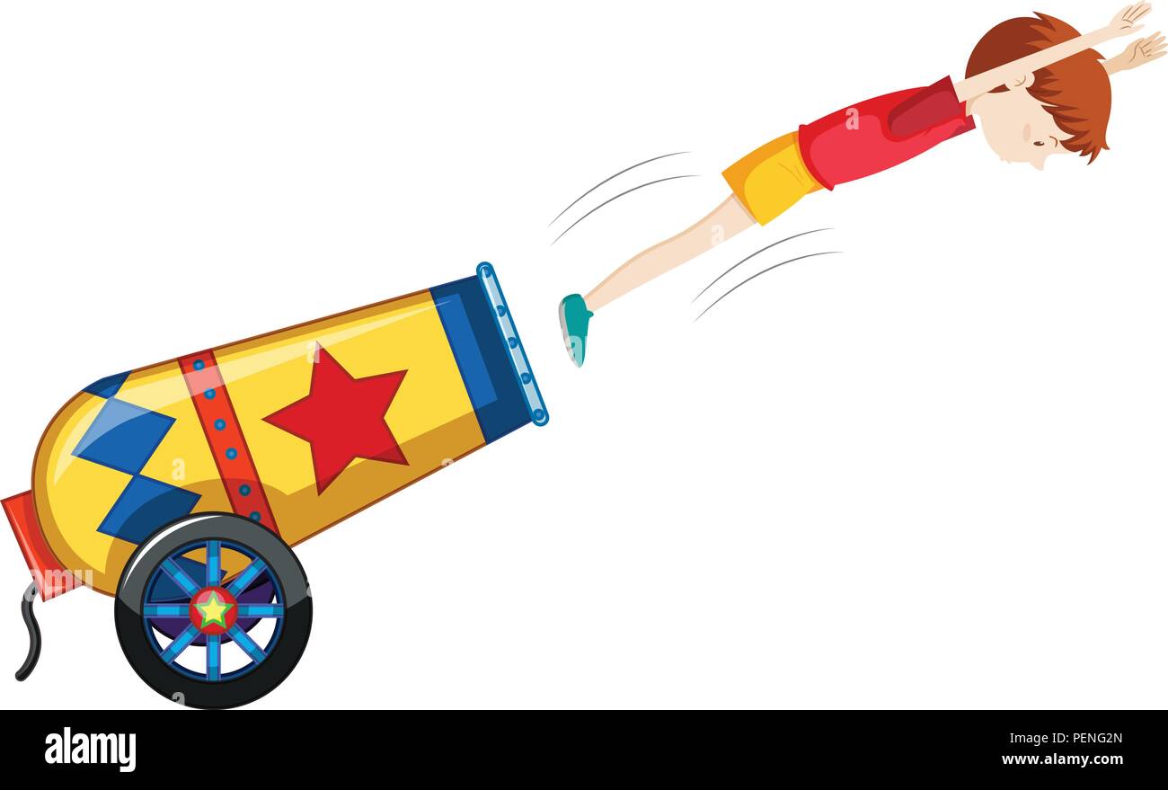 A colourful cannon on white background illustration Stock Vector