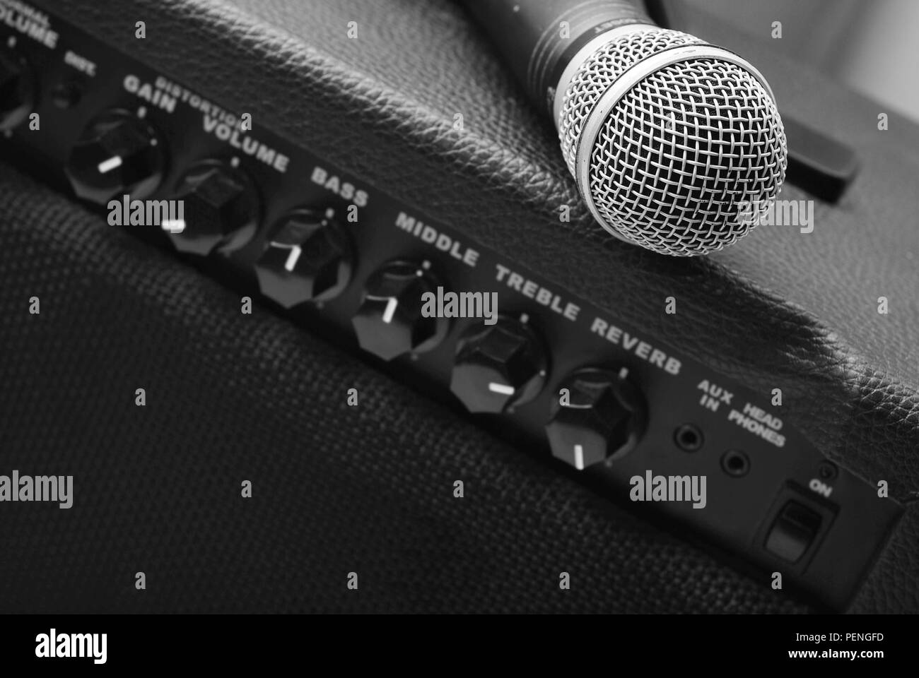 guitar amplifier and microphone Stock Photo Alamy