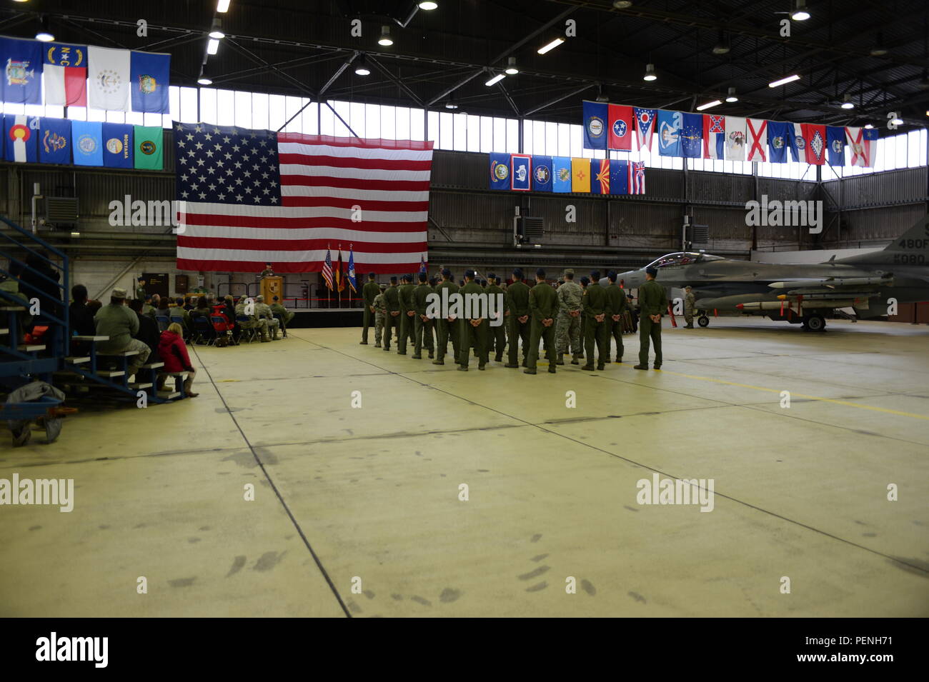 Spangdahlem Air Base community members watch the 480th Fighter Squadron ...