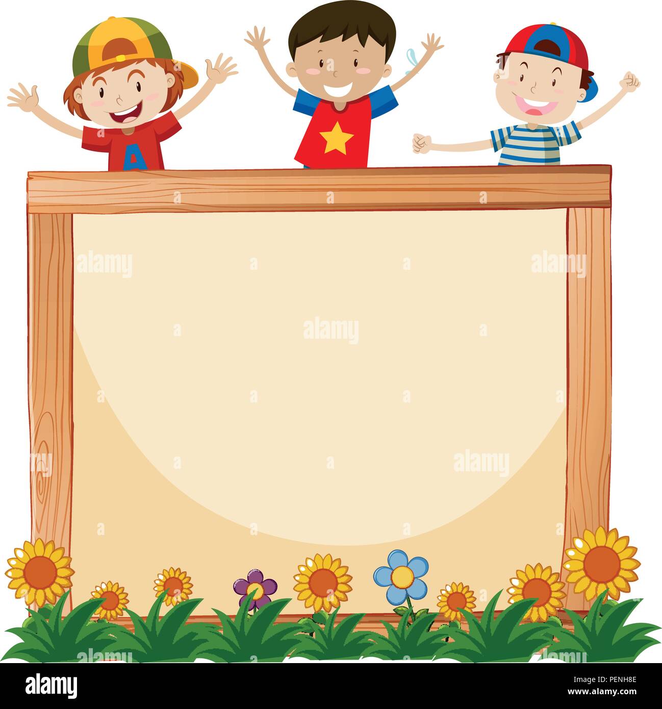 A frame board with happy children illustration Stock Vector Image & Art