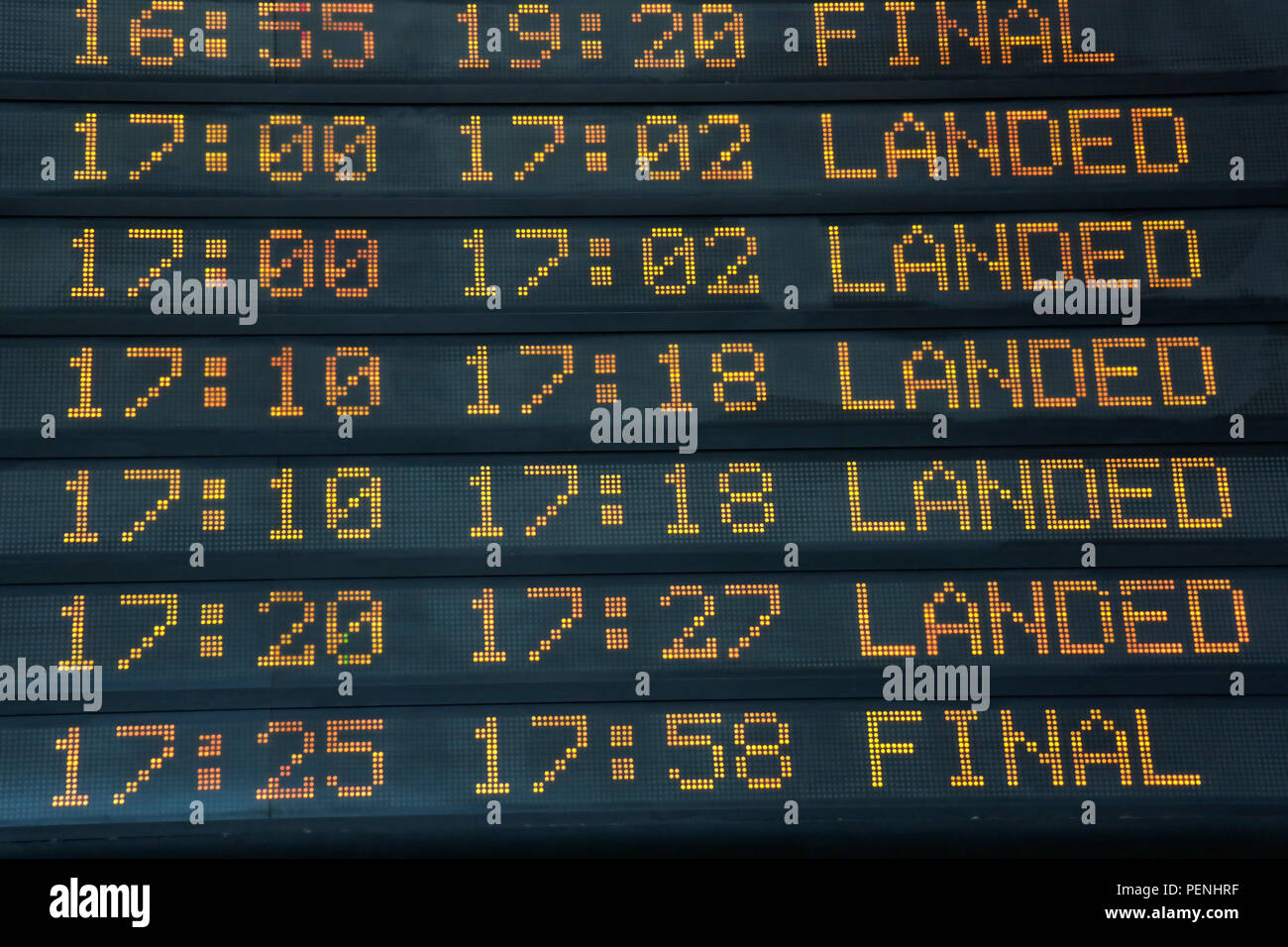 Flights information board Stock Photo