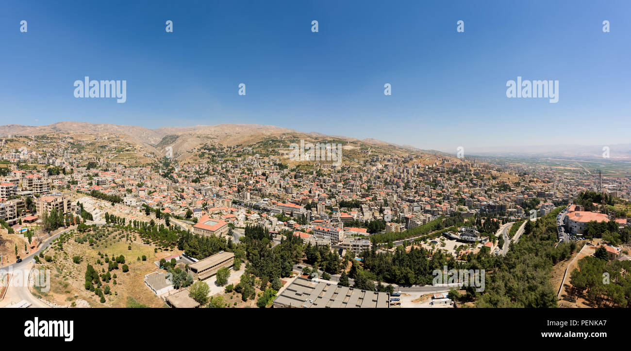 Panorama of Zahlé town and the Bekaa Valley in Lebanon Stock Photo
