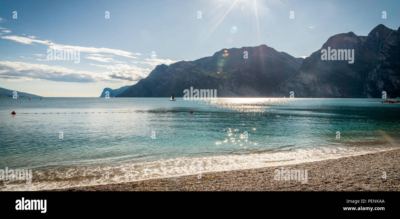 Lake Garda is the largest lake in Italy in summer Stock Photo
