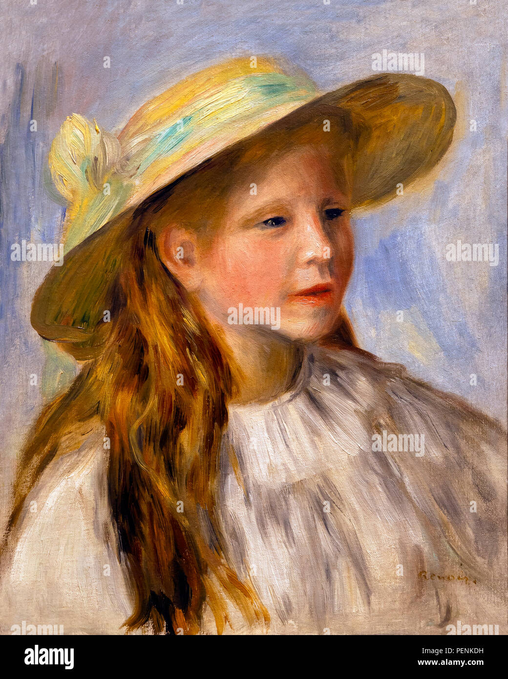 Little Girl  with a Hat, Pierre-Auguste Renoir, 1894,Indianapolis Museum of Art, Indianapolis, Indiana, USA, North America Stock Photo