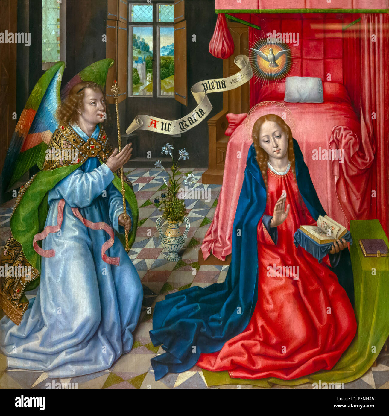 Triptych of the Annunciation, Master of the Legend of St Ursula, circa 1483,Indianapolis Museum of Art, Indianapolis, Indiana, USA, North America Stock Photo