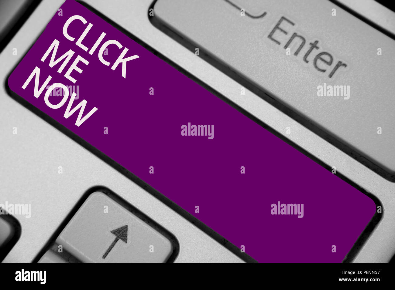 Text sign showing Click Me Now. Conceptual photo Internet helping desk ...