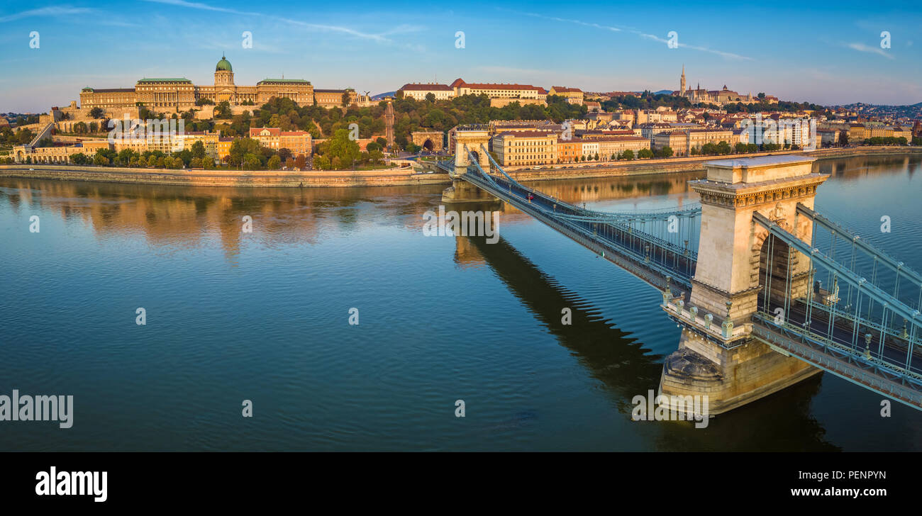 Budapest Hungary Panoramic Aerial View Of Szechenyi Chain Bridge At budapest-hungary-panoramic-aerial-view-of-szechenyi-chain-bridge-at