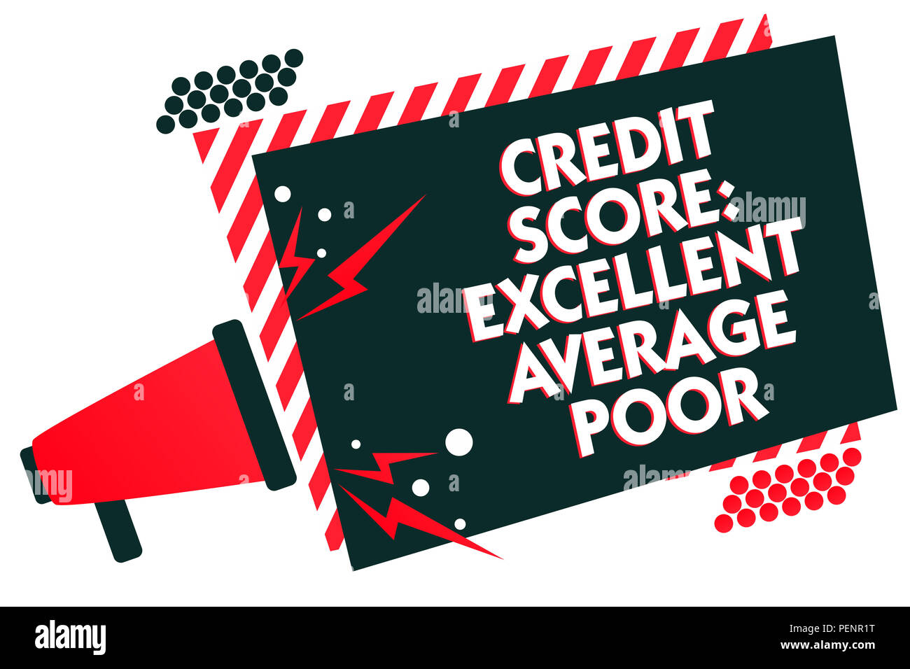 Handwriting text writing Credit Score Excellent Average Poor. Concept