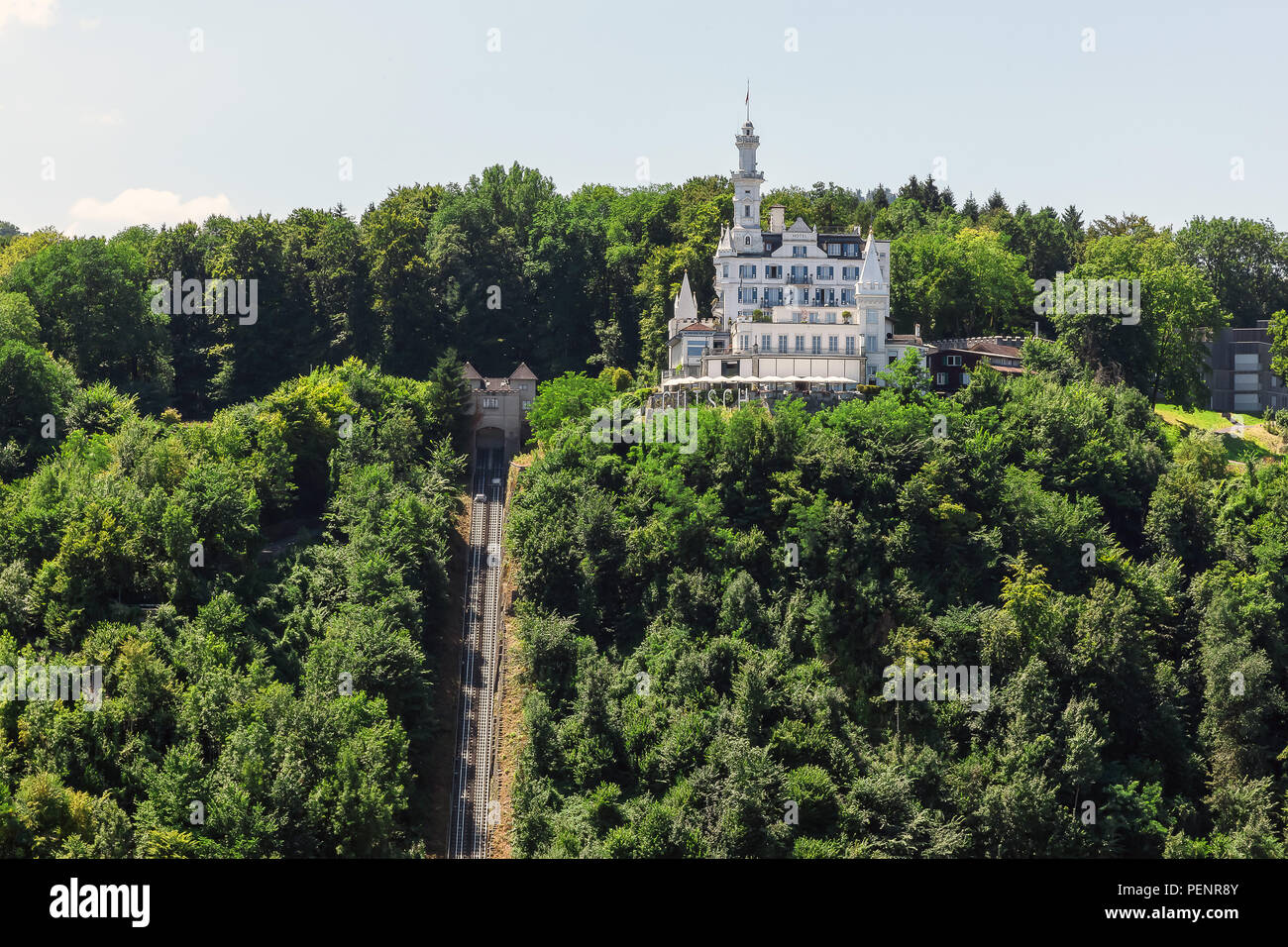 19th-century castle, Chateau Gütsch in Lucerne, Switzerland. Stock Photo