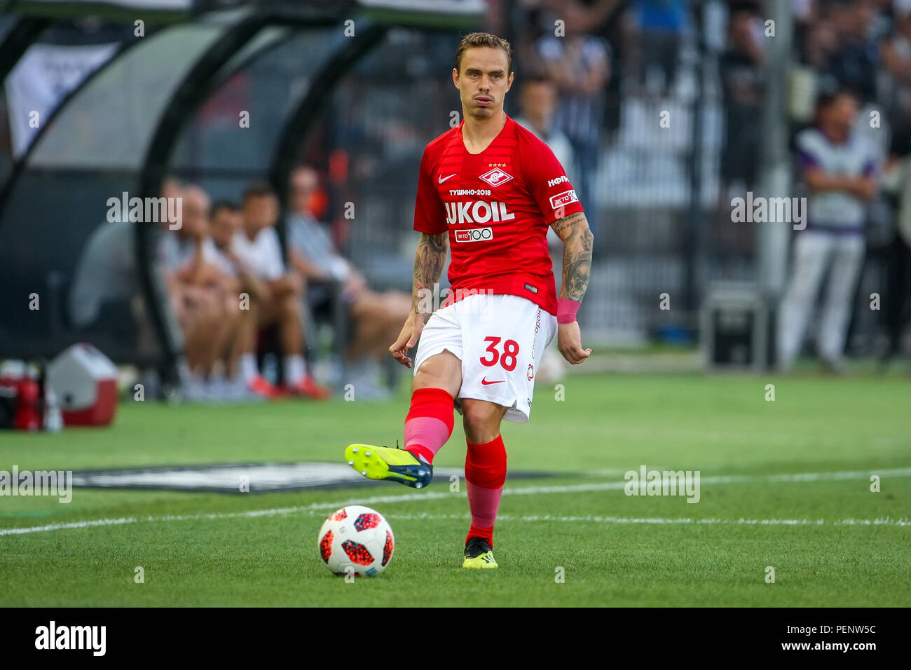 Maximiliano Caufriez of Spartak Moscow in action during the UEFA