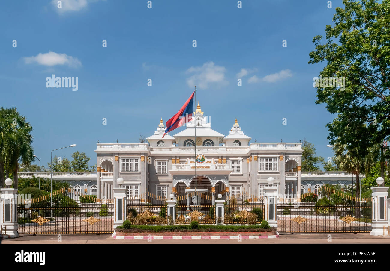 The beautiful Presidential Palace in Vientiane, Laos Stock Photo