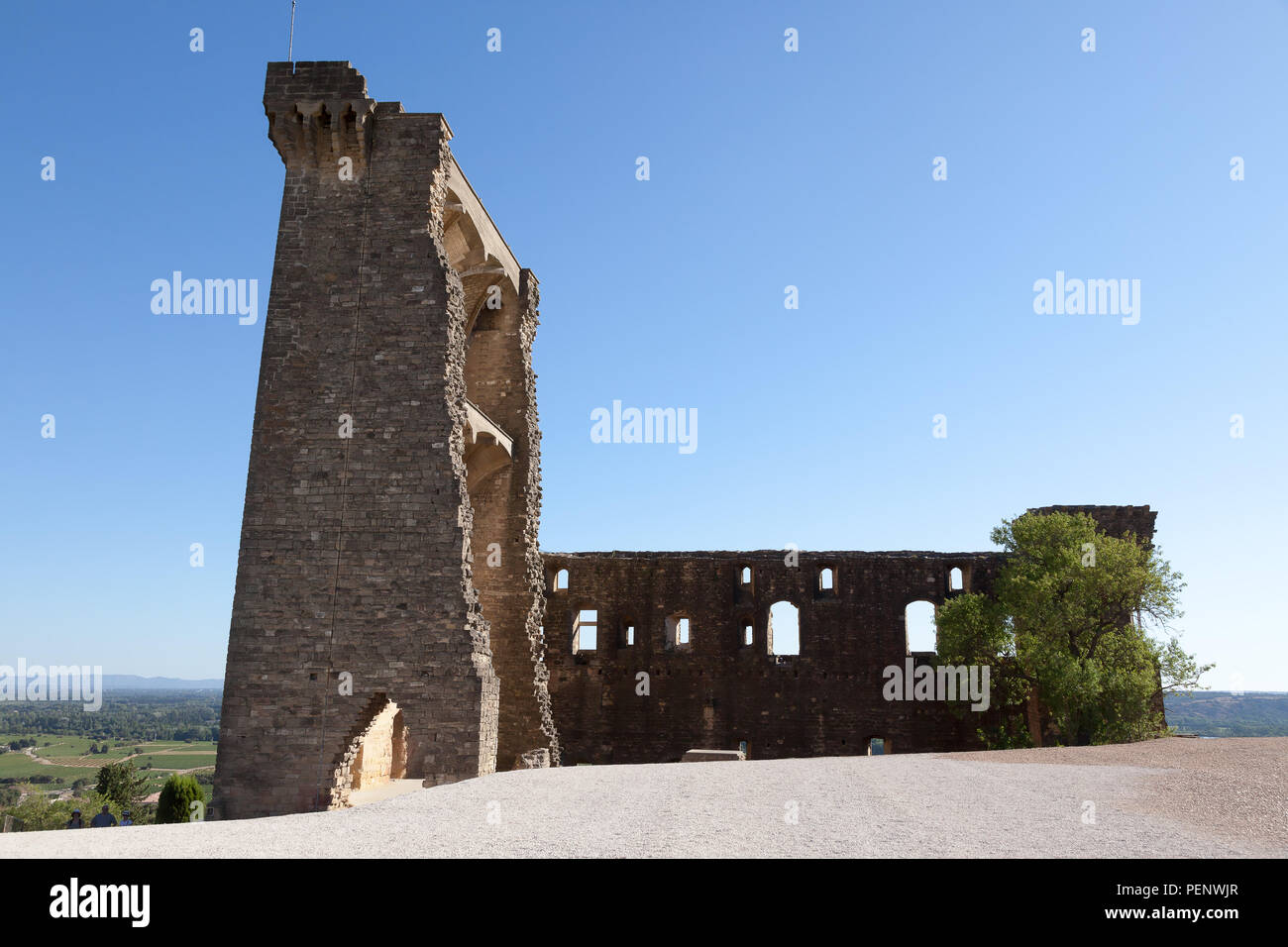 Chateauneuf-du-Pape, castle ruin, Vaucluse, Provence, France Stock Photo