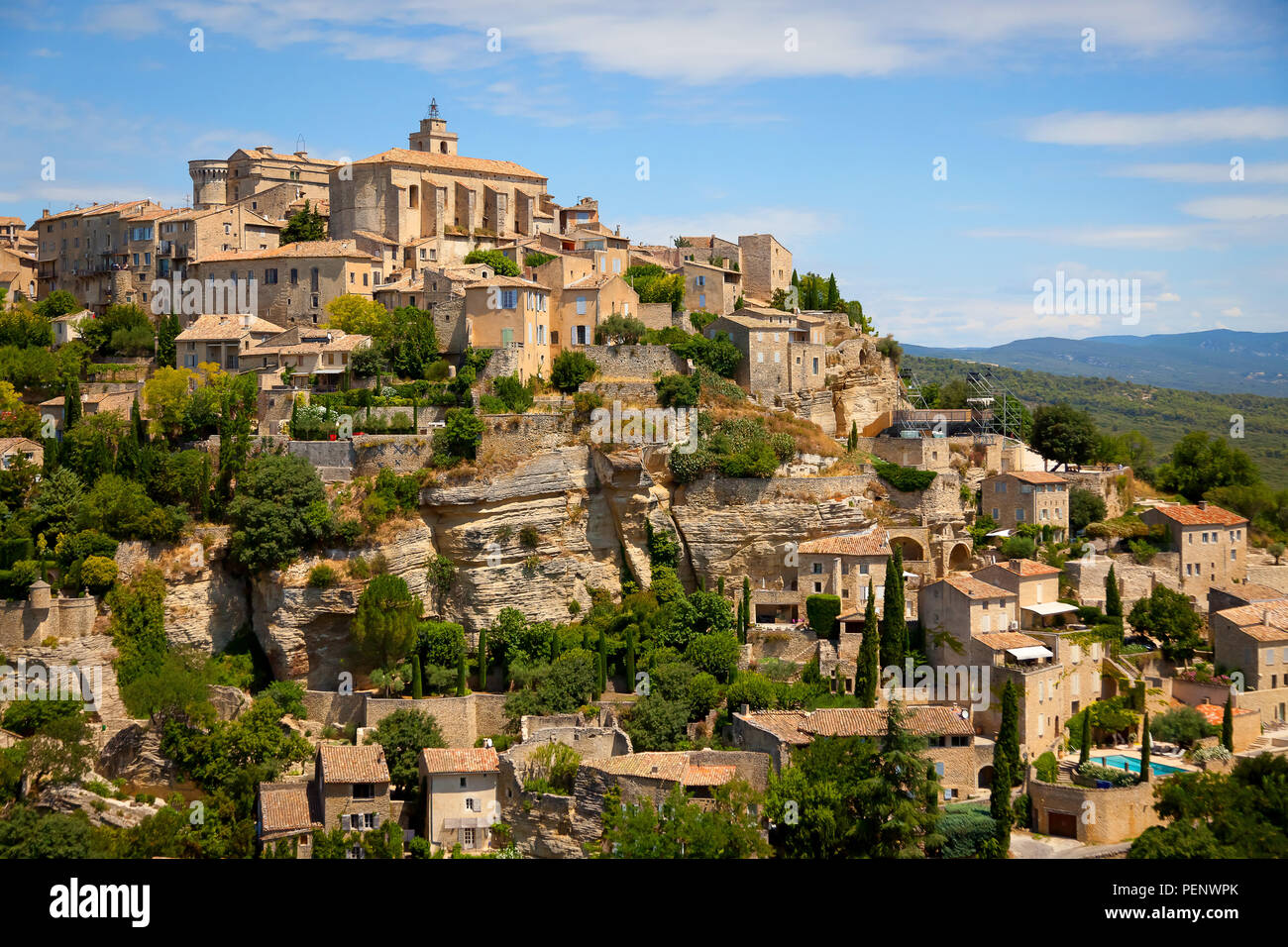 A view of Gordes village, Provence-Alpes-cote d'Azur, France. Stock Photo