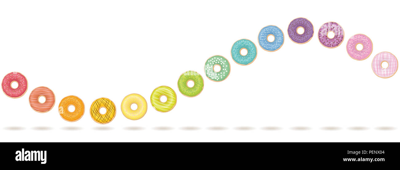 Donut wave. Colorful, tasty horizontal motion. Stock Photo