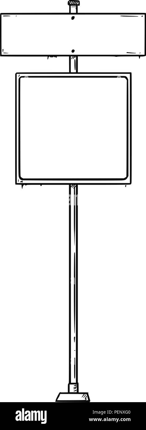 Vector Cartoon Drawing of Traffic Sign With Two Empty Areas for Your Text Stock Vector