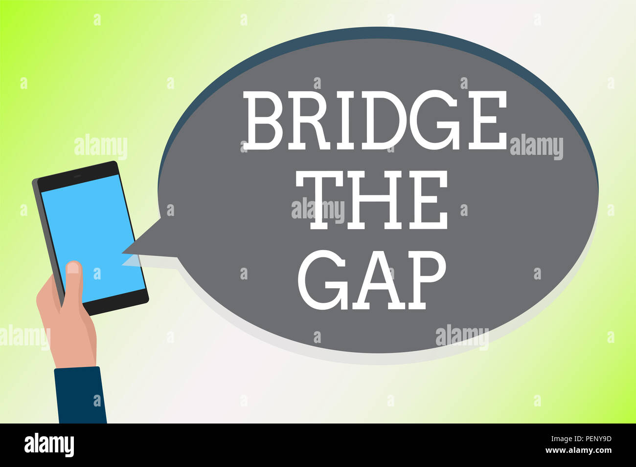 Word Writing Text Bridge The Gap Business Concept For Overcome The Obstacles Challenge Courage Empowerment Man Holding Cell Phone Text Chat Message C Stock Photo Alamy