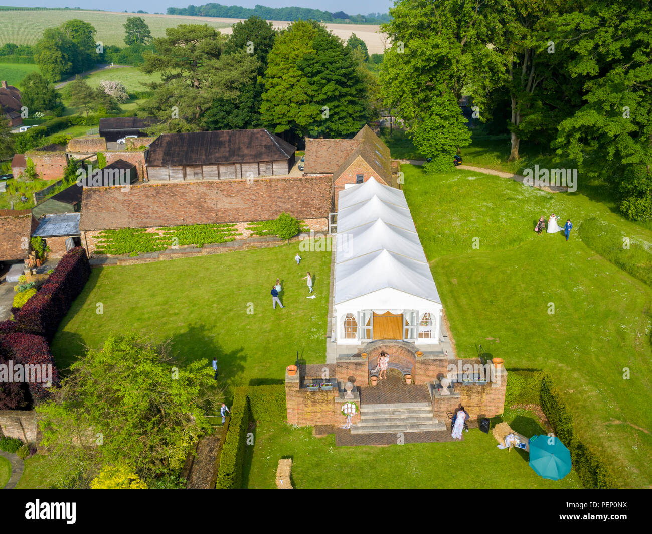 Aerial View Of Swarling Manor Wedding Venue Located In Kent The