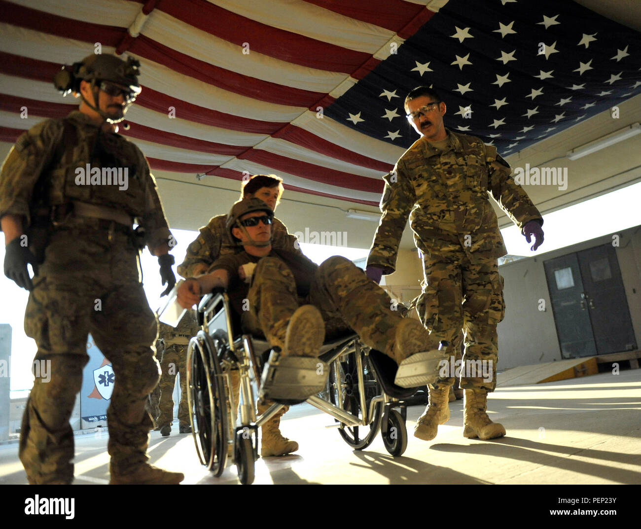 Maj. (Dr.) Beadle (right), emergency room physician deployed