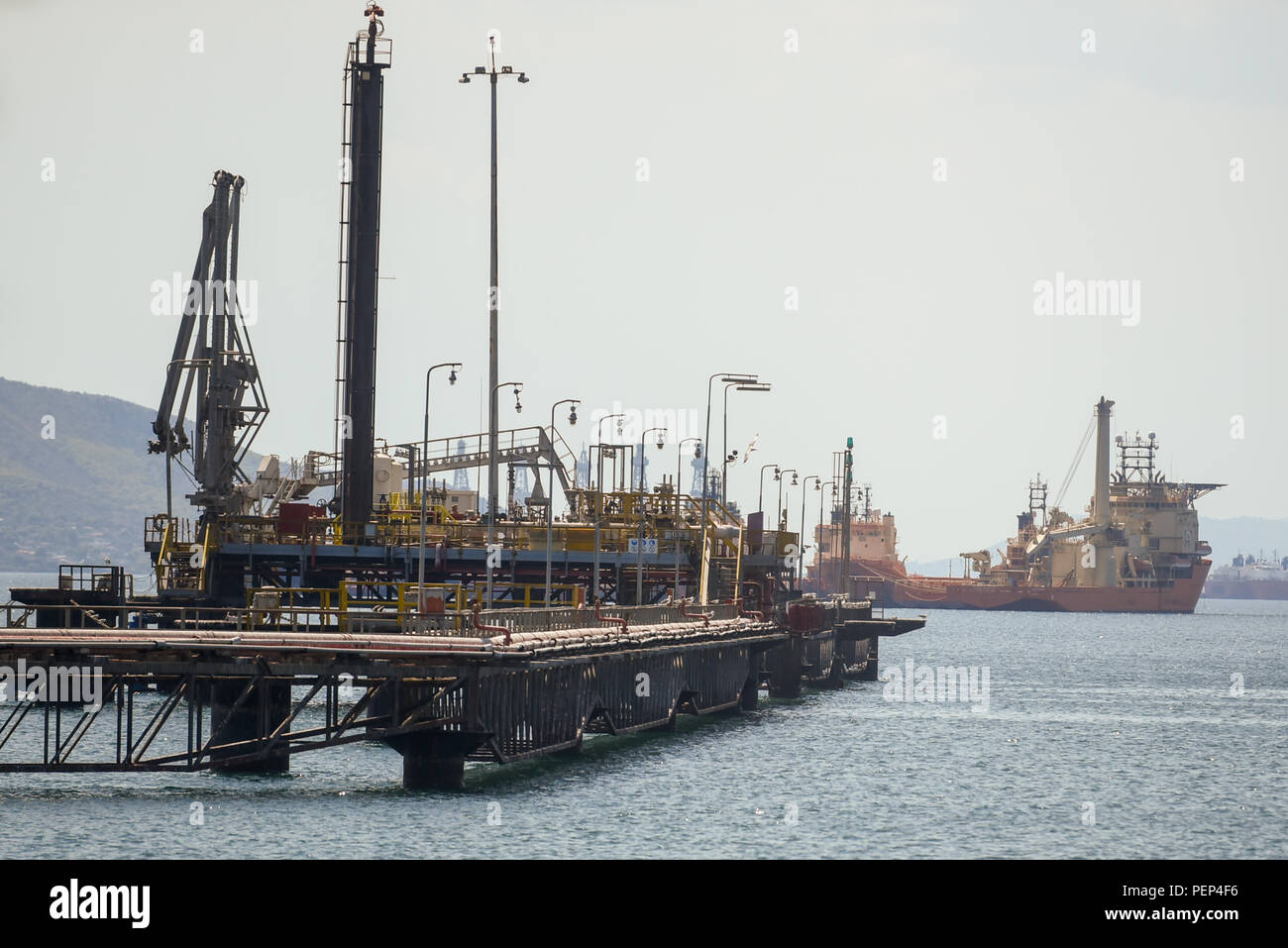 Athens, Greece. 15th Aug, 2018. Helfe Tanker and Gas Terminal platforms ...