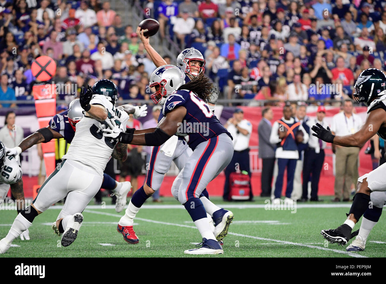 In this Dec. 2, 2018, file photo, New England Patriots quarterback Tom Brady  celebrates a touchdown during an NFL football game against the Minnesota  Vikings at Gillette Stadium in Foxborough, Mas …