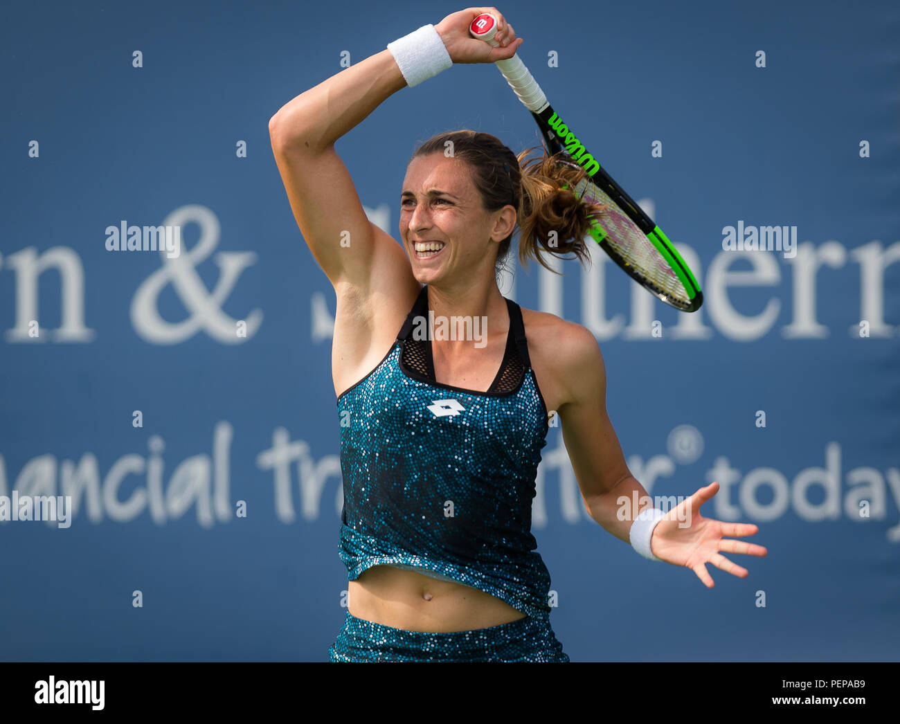 Cincinnati, Ohio, USA. August 16, 2018 - Petra Martic of Croatia in action  during her third-round match at the 2018 Western & Southern Open WTA  Premier 5 tennis tournament. Cincinnati, Ohio, USA.