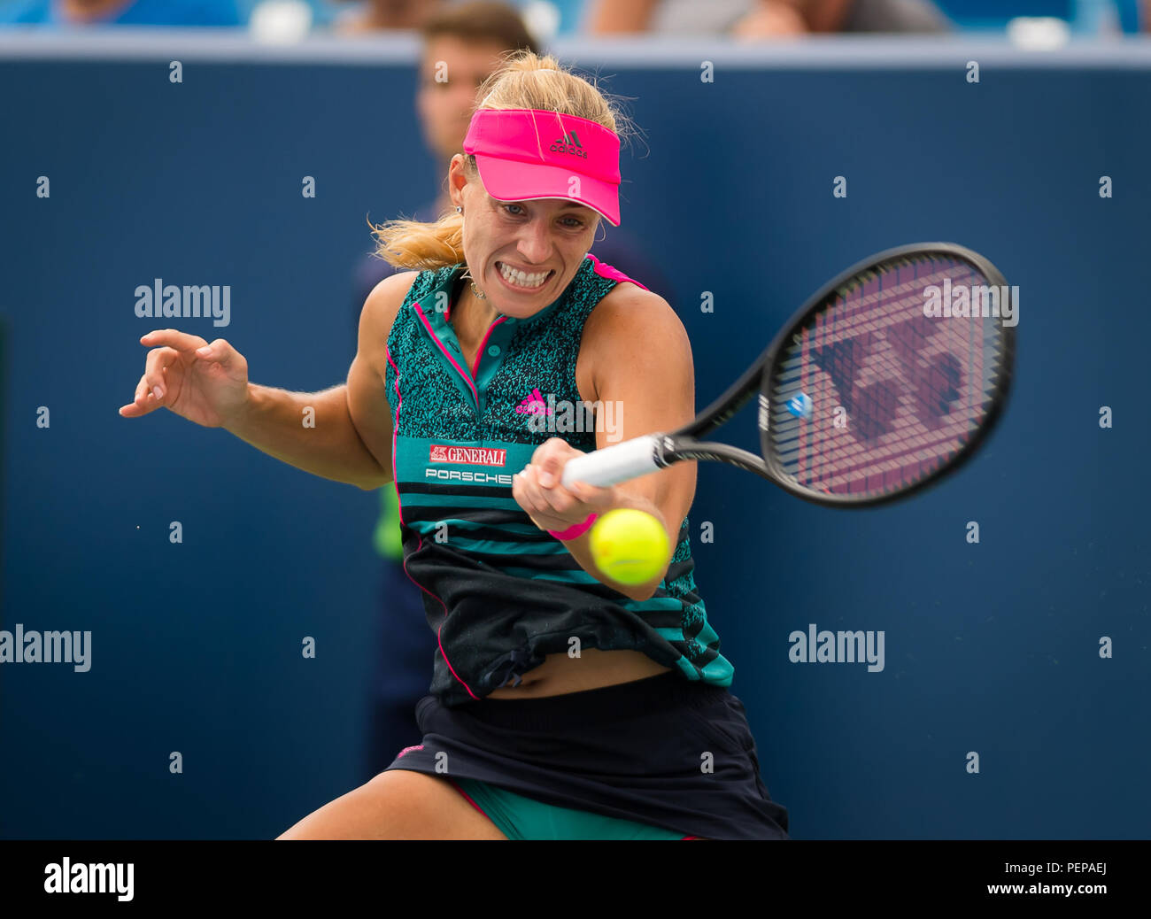 Cincinnati, Ohio, USA. August 16, 2018 - Angelique Kerber of Germany in  action during her third-round match at the 2018 Western & Southern Open WTA  Premier 5 tennis tournament. Cincinnati, Ohio, USA.