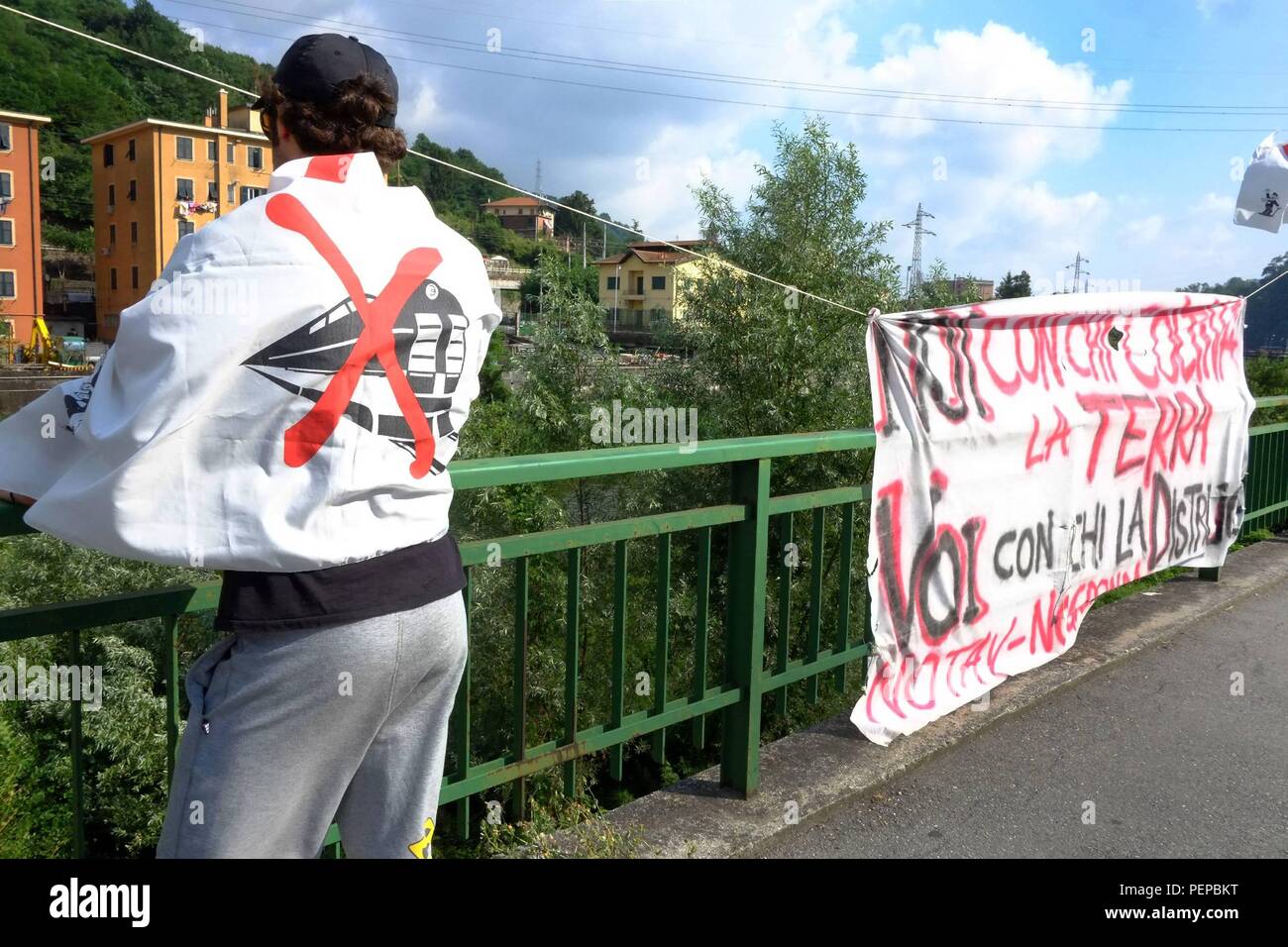 Genoa, Italy. 17th Aug, 2018. BANNER NO TAV NO GUTTER AGAINST THE REALIZATION OF THE THIRD VALLEY IN GENOA (news genova AR/FP, GENOVA - 2013-07-25) ps the photo can be used in respect of the context in which it was taken, and without the defamatory intent of the decorum of the represented people (news genova AR/FP, Foto Repertorio - 2018-08-17) ps the photo can be used respecting the context in which it was taken, and without the defamatory intent of the decoration of the people represented. Credit: Independent Photo Agency Srl/Alamy Live News Stock Photo