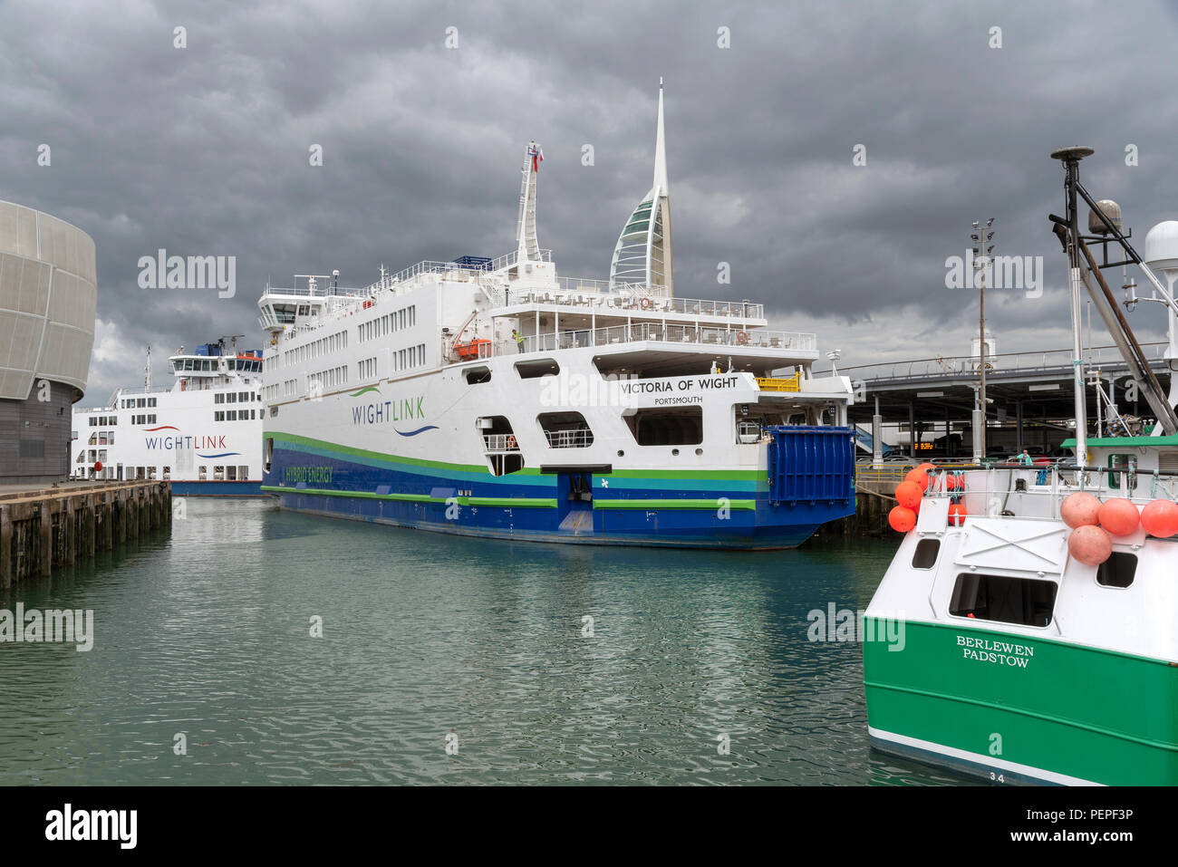 Portsmouth Car Ferry terminal; Gunwharf; Portsmouth; England; UK. Roll ...