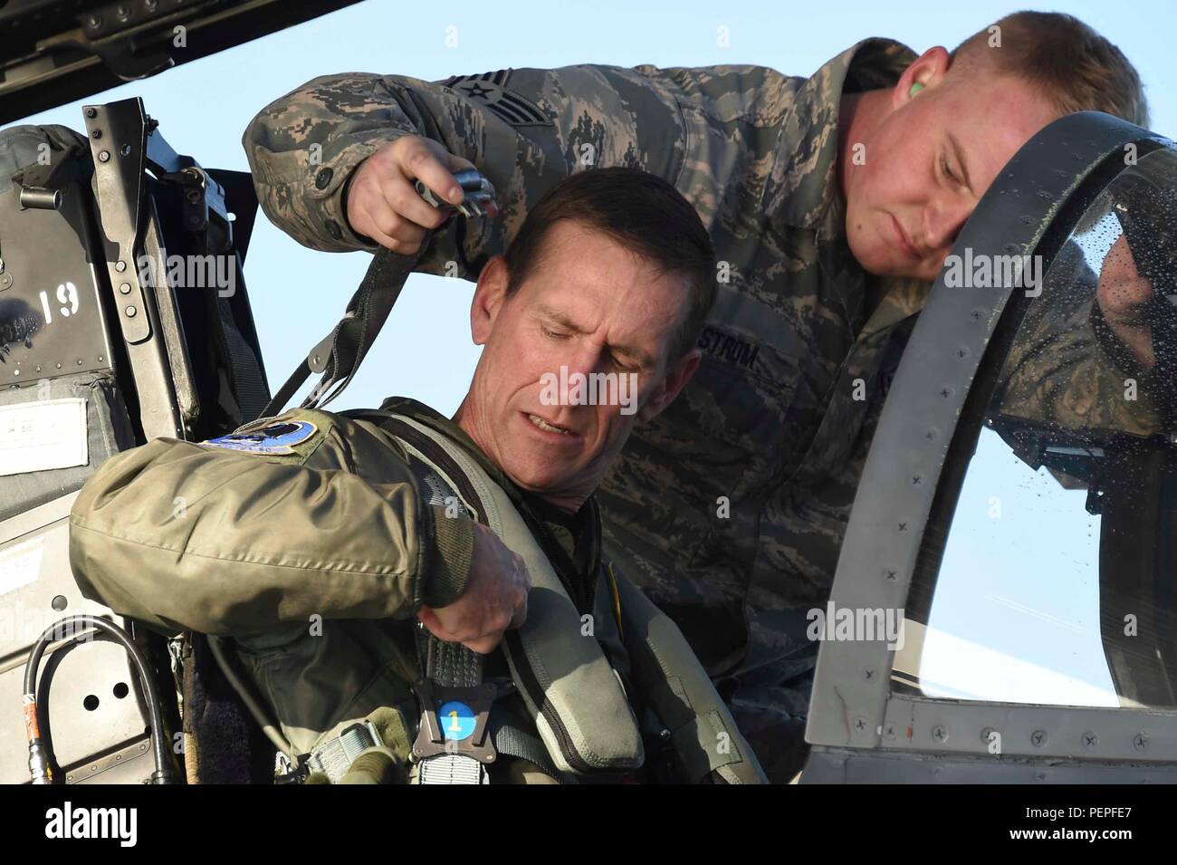 Col. Clay Garrison, 144th Fighter Wing commander, prepares for his ...