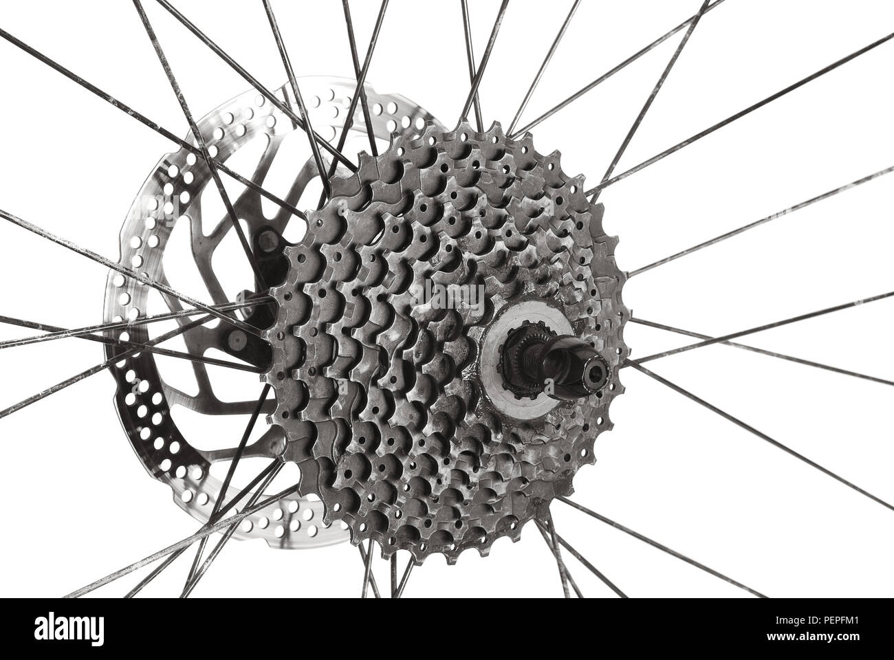 Bicycle gear set over white Stock Photo Alamy