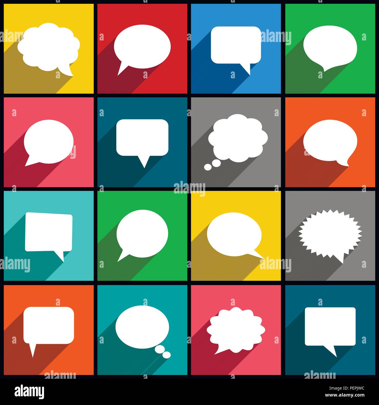 Abstract white speech bubbles icons. Vector illustration. Stock Vector