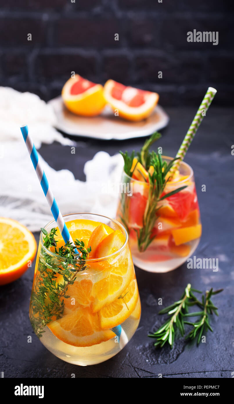Grapefruit and rosemary gin cocktail, refreshing drink with ice Stock ...