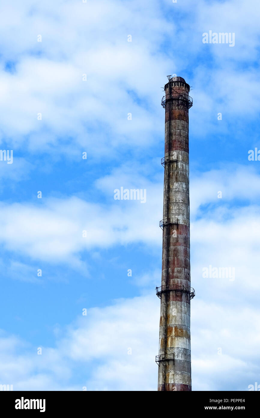 The chimney of the plant. Industrial chimneys. Chimneys have been used